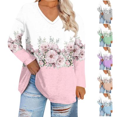 Women's Round Neck Loose And Comfortable Printed Long Sleeved T-shirt Casual