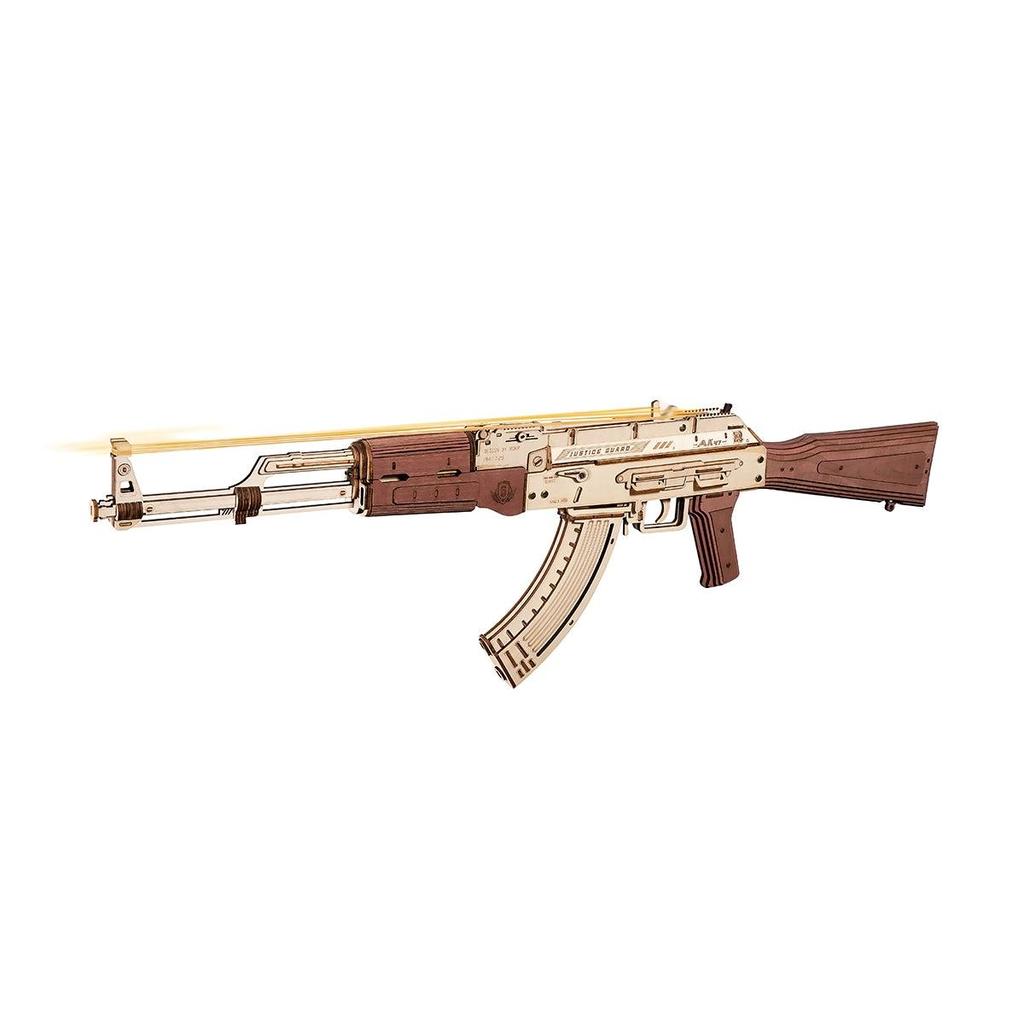 ROKR AK-47 Karabin Szturmowy Zabawkowy Pistolet Drewniana Puzzle 3D LQ901