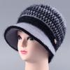 Hat Female Winter Rabbit Hair Warm Eaves Knitted Hat Windproof Plush Old Lady Wool Hat