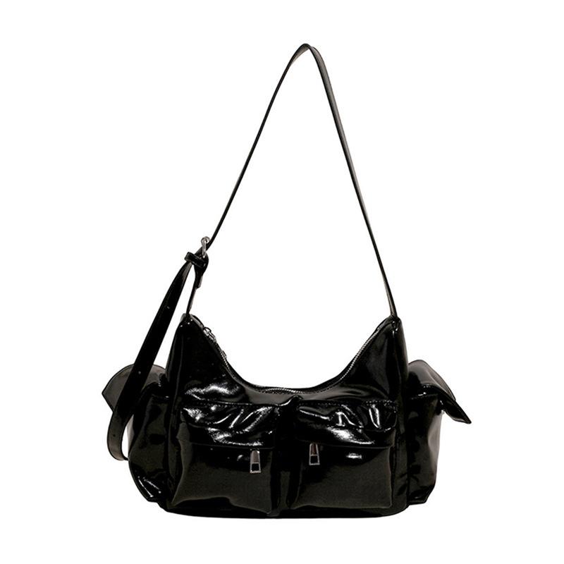 

Korean version 2025 niche design new trendy retro personality underarm bag Olympic PU women s bag one-shoulder crossbody women s bag чёрный