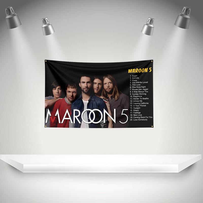 M-Maroons 5 Flag Rock Music Band Banner HD Printing Tapestry Exhibition, Music Band Fans, Garage Decor