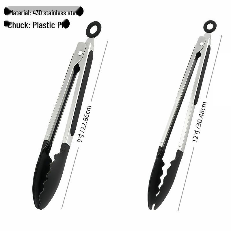 High-Temperature Resistant Stainless Steel Silicone Kitchen Tongs for Stir-Frying and Grilling