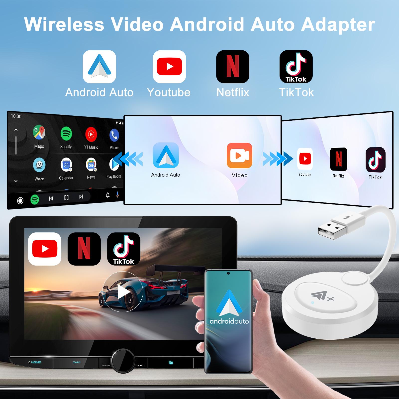 

020-6++ Android Auto Wireless Adapter Instant Connection Wired to Wireless USB Dongle White