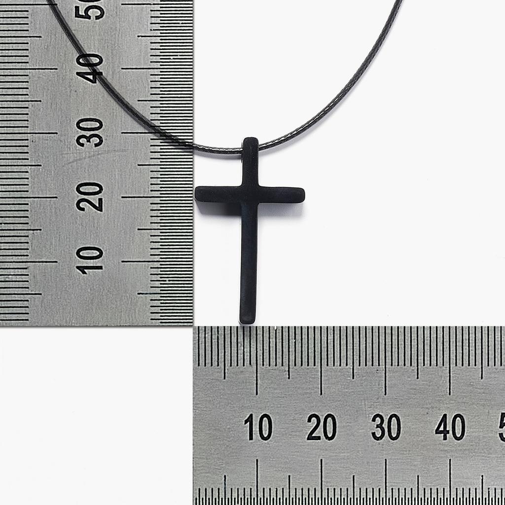 Jbans Classic Black Modern Cross Pendant String Necklace (C2503-An911_Bk)