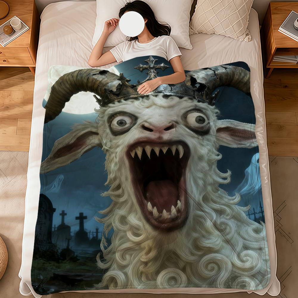 Alternative Gothic Spooky Goat Face art soft warm plush blanket dormitory sofa living room hogar bedroom gift nap home Flannel