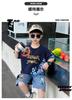Boys' summer Nezha set, children's short-sleeved shorts, baby cartoon summer two-piece set, summer jeans, T-shirt