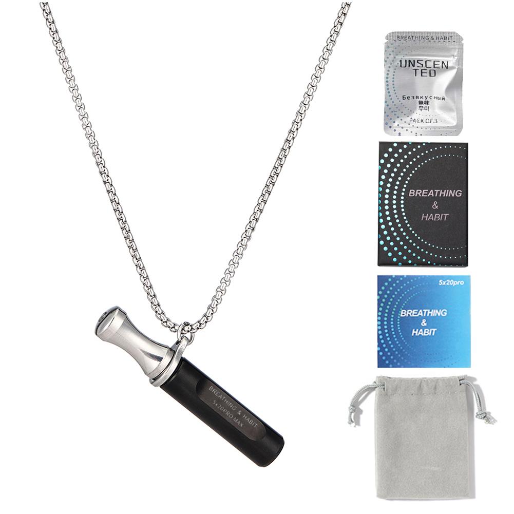 Mindfulness Breathing Necklace Stop Smoking Aids Fidget Round Mouth Anti Vaping Necklace for Natural Calm & Stress Relief