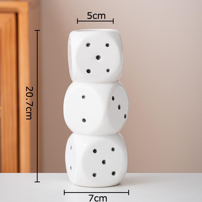 Kreative Würfelform Keramikvase Schreibtischdekoration Blumenarrangement Künstliche Blumen Dekorative Vasen Raum Ästhetische Dekoration