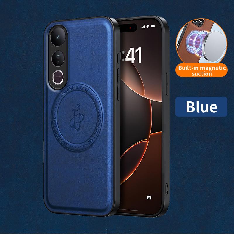 Wireless Charging Magnetic Case for Vivo V50 Lite 5G V5e Protective Cover PU Leather Hard Back Shell Coque