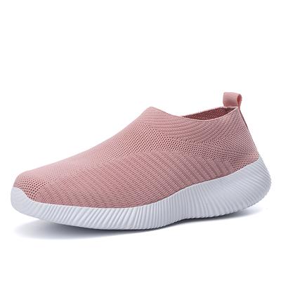 Light Breathable Women Flats Knitted Mesh Casual Running Shoes Soft-soled Slip-on Walking Shoes