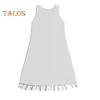 Lady Sundress with Side Pockets Lace Trim Hem A-line Sleeveless Round Neck Solid Color Mini Dress Summer Short Dress for Beach Dating Daily Wear