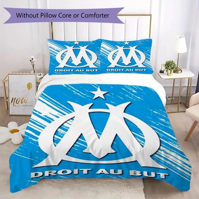 Olympique De Marseille Pattern Bedding Uilt Set Uilt Cover Pillowcase Home Decoration Birthday Gift (1 * Duvet Cover + 2 * Pillowcase Without Core)