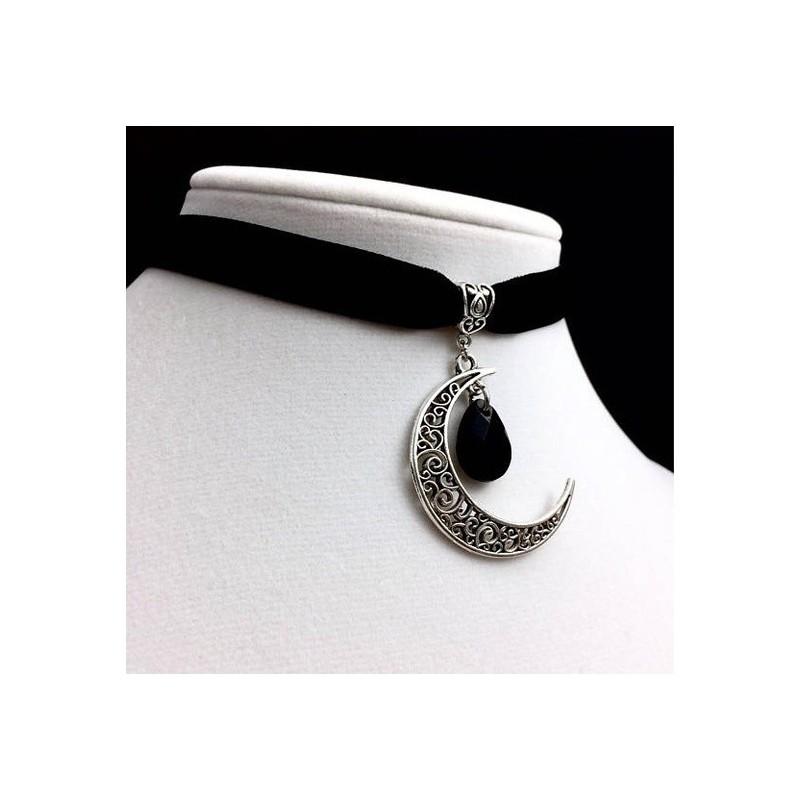 Moon Pendant Necklace With Alloy Geometric Design For Gothic Style Women