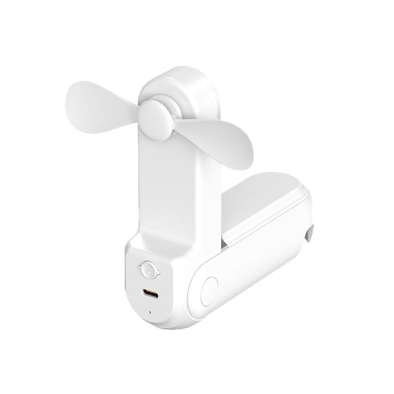 4-in-1 USB Rechargeable Multi-Functional Mini Fan with Phone Holder, Mirror, Flashlight, and Three-Speed Settings