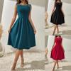 Women's Mid Length Dress Casual Round Neck Daily Solid Color Swing Sleeveless Long Dress