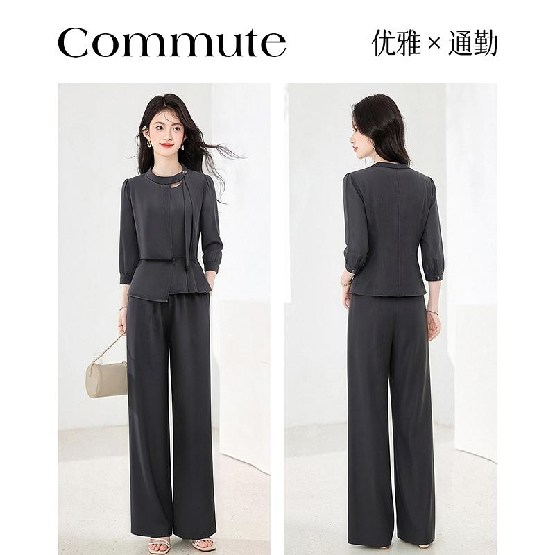 Fashionable temperament 9-inch sleeve two-piece set pants