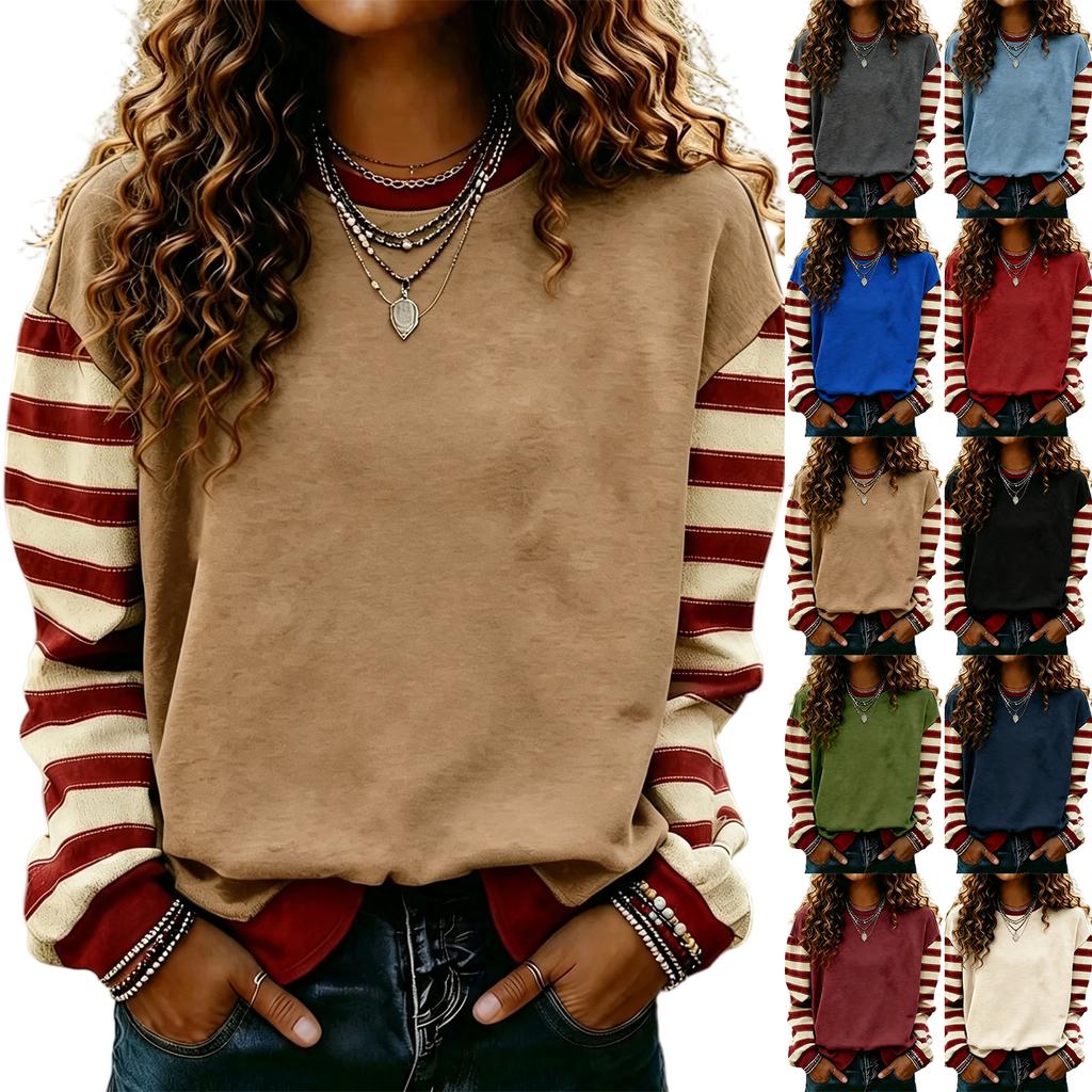 Damen Weihnachtsdruck Langarm Rundhals Pullover Sweatshirt