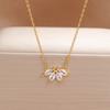 Simple Stainless Steel Horse Eye Zircon Necklace Fashion Elegant Crystal Collarbone Chain For Women Trendy Jewelry Accessories