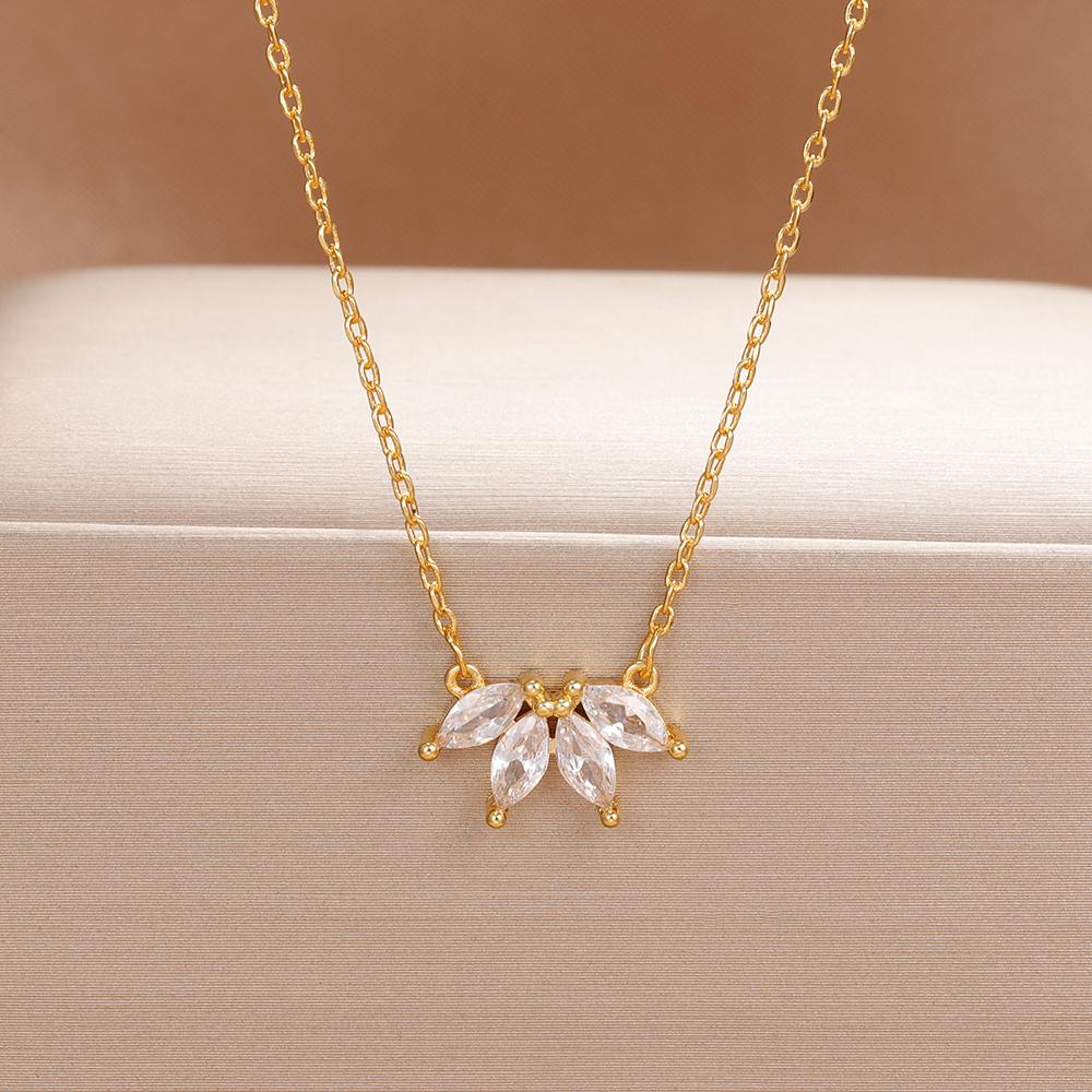 Simple Stainless Steel Horse Eye Zircon Necklace Fashion Elegant Crystal Collarbone Chain For Women Trendy Jewelry Accessories