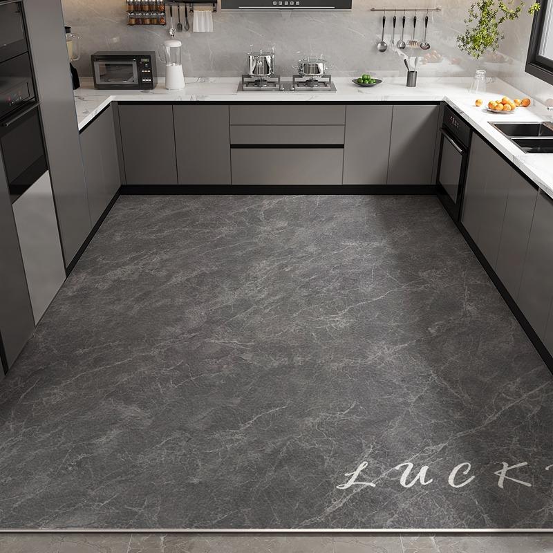 Kitchen Floor Mat Waterproof Non-slip Oil-resistant Leather Carpet PVC Large Size Imitation Marble Geometric Rug Home Decora Mat