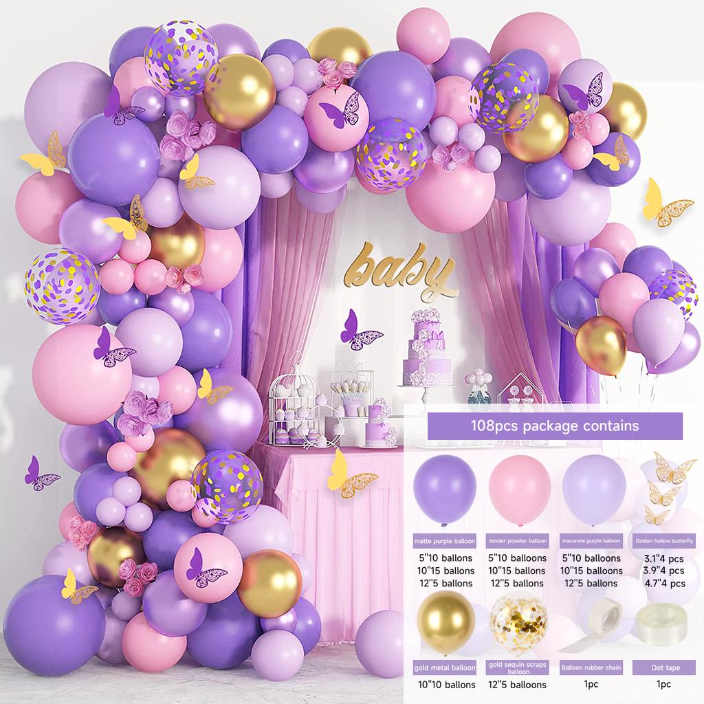 Purple Butterfly Balloons Garland Arch Kit Latex Ballon Birthday Party Decor Kids Adult Wedding Baloon Baby Shower Decor Ballon