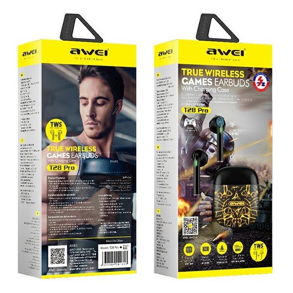 Awei Słuchawki Bluetooth 5.0 T28 Pro Tws+ Stacja Dokująca Czarny/Black