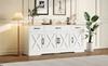 Modernes weißes Sideboard, Multifunktionaler Holzschrank, Wohn- und Esszimmerschrank, Weißes Sideboard mit Dekoration