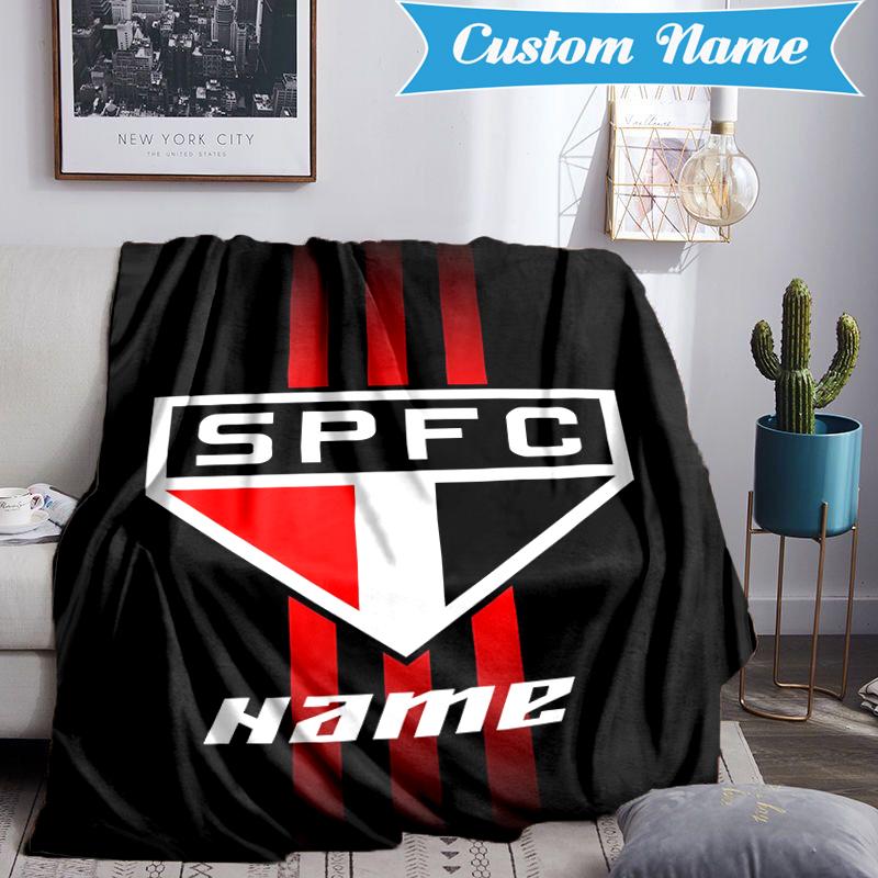 Custom Name Sao Paulo Team Spirit Blanket Lightweight Ideal Bedding Blanket Perfect for Travel, Camping, Living Rooms, Sofas, Christmas gift