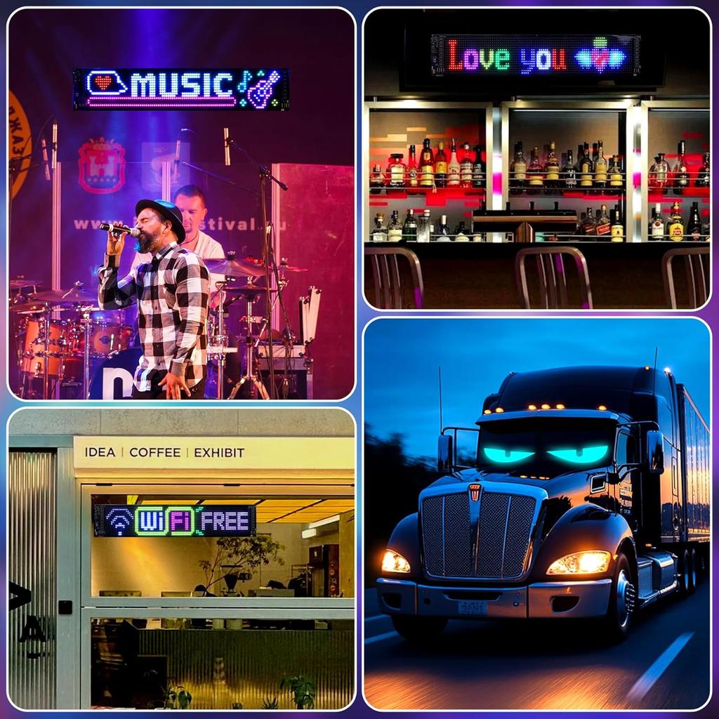 Devil Eyes Car Decor Soft LED Pixel Display Screen Matrix Digital Panel Programmable Advertising Sign DIY Pattern Animation Text