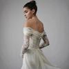 Französisches langärmeliges leichtes Spitzenhochzeitskleid Braut 1011 neues One-Shoulder Retro Mori Türgarn Fischschwanzkleid Rock