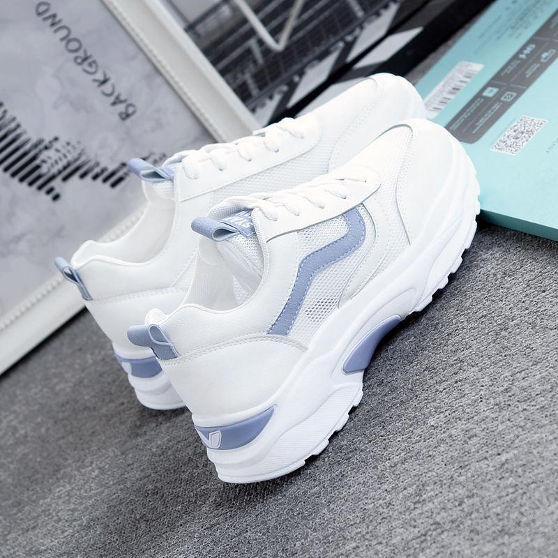 Fashion Dad's Shoes Breathable Summer Women's Shoes Student Running Mesh Sports Shoes Women's Trendy Thick Soled White Shoes