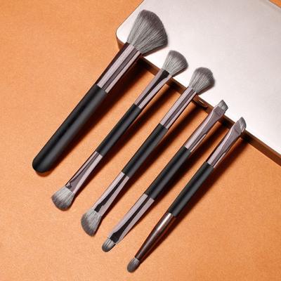 Set di pennelli per ombretto a doppia estremità Pennelli per eyeliner Matita per sopracciglia Set di pennelli da trucco da viaggio Morbidi con scatola portaoggetti e specchio