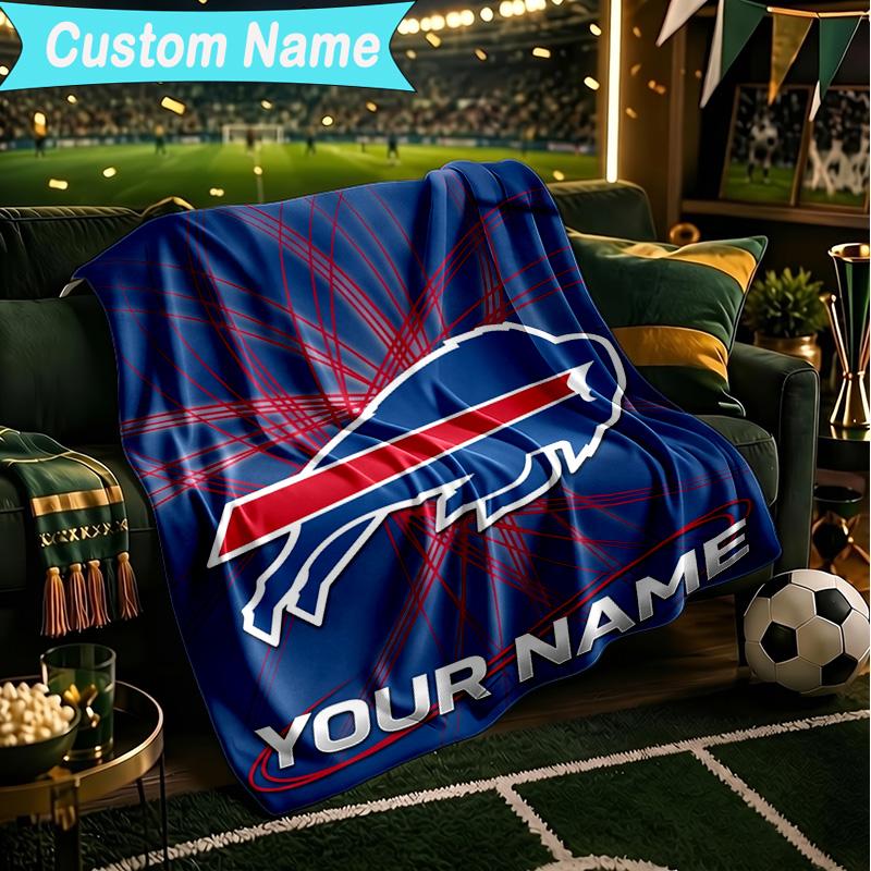 1PC Custom Name Blanket Buffalo Basketball Logo Flannel Blankets Patterns Throw Blanket All-Season Soft Gift for Couch, Bed, Camping, Birthday Gifts