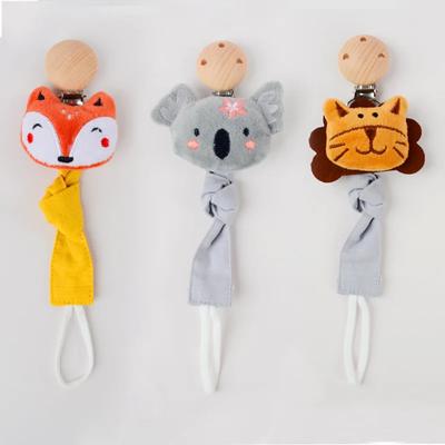 Baby Cartoon Plush Doll Cotton Anti-drop Chain Newborn Tooth Glue Chain Fox Lion Bear Nipple Chain