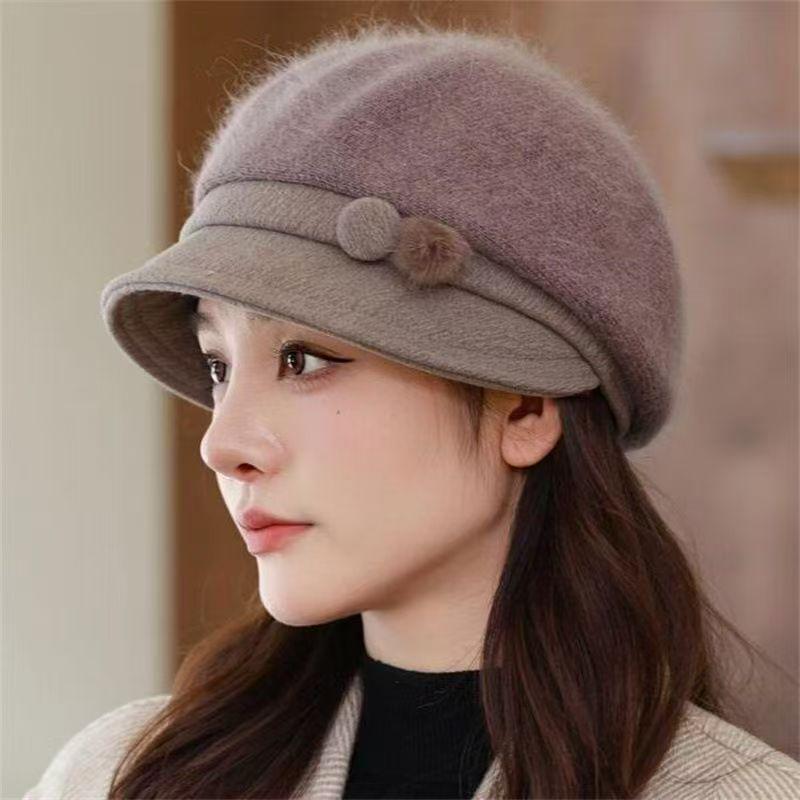 Women's Thickened Warm Rabbit Hair Knitted Hat & Scarf Set - Perfect for Autumn & Winter, Ideal for Moms, Grandmas & Elderly Ladies