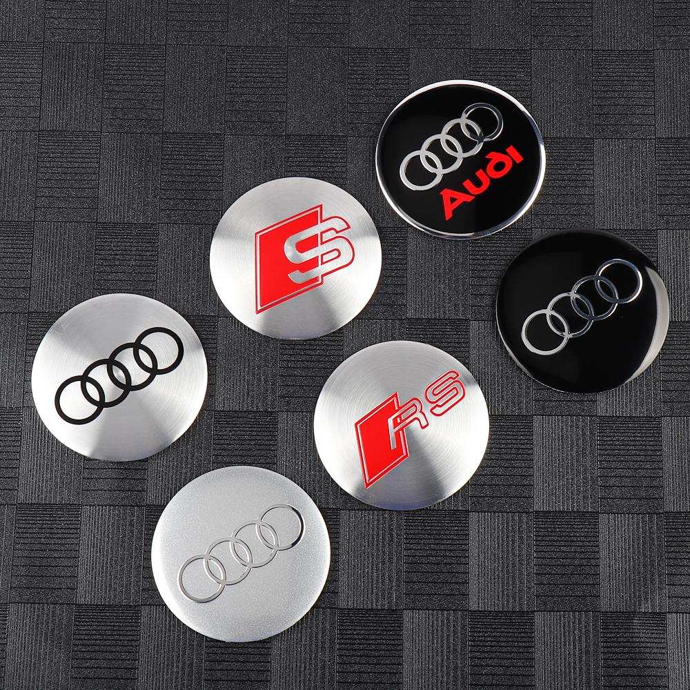4pcs 56MM 60MM 65MM Car Wheel Center Covers Sticker 60MM 63MM 68MM Hub Caps For Audi A3 A4 B8 B9 A6 C5 C6 Q7 A7 Q5 A5 A8 S RS Q3