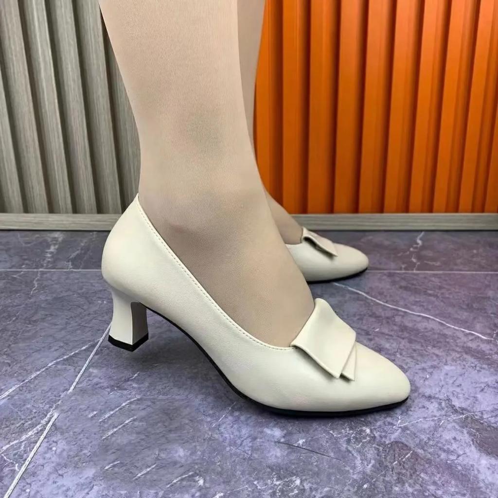 women fashion white soft patent leather spring slip on stiletto heel shoes lady casual black comfort work shoes ab646