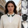 Comfortable Polyester Detachable Collar For Blouses Rhinestones Decorated Accessory Half Shirt Womens Fashion Enhancer
