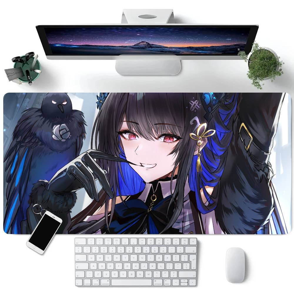 Anime Hololive Girl Nerissa Ravencroft Mouse Pad Large Gaming Keyboard Mat LockEdge Rubber Computer Office Accessories