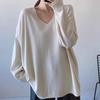 Top for Women Autumn Winter Large Size Loose Long Sleeve Knit V-neck Pullover Sweaters Top
