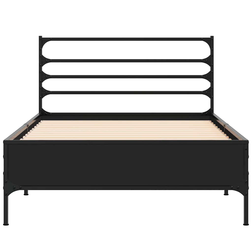Bed Frame Black 100x200 cm Particleboard and Metal
