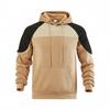 Men's Color Block Raglan Hoodie, Contrast Spliced Textured Long Sleeve Drawstring Pullover Hooded Sweatshirt with Kangaroo Pocket