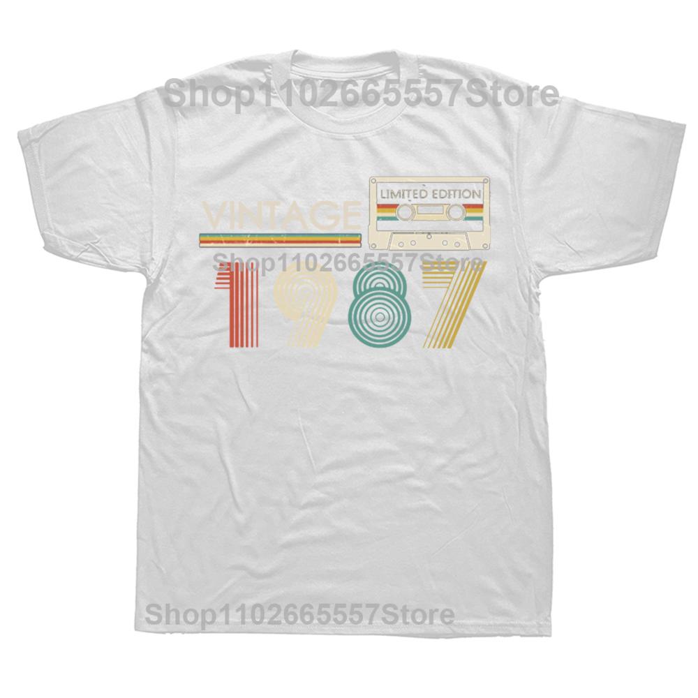 Funny Made In 1987 37th Cassette Tape Graphic T-shirts Men Women's Fashion Casual Tshirt 100% Cotton Loose Oversized T Shirt
