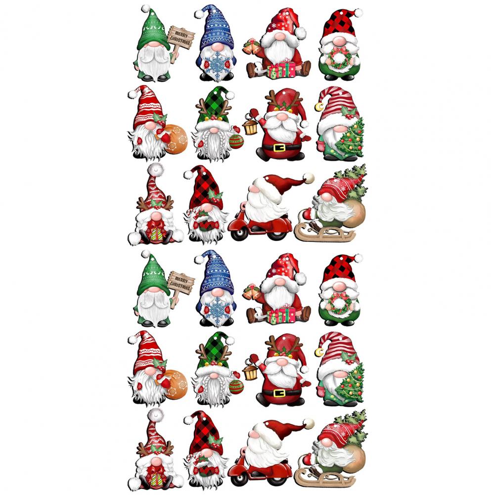 24 Pcs Christmas Tree Pendant Wooden Cartoon Hanging Ornaments Santa Snowman Dwarf Ornaments for Christmas Tree Home Party