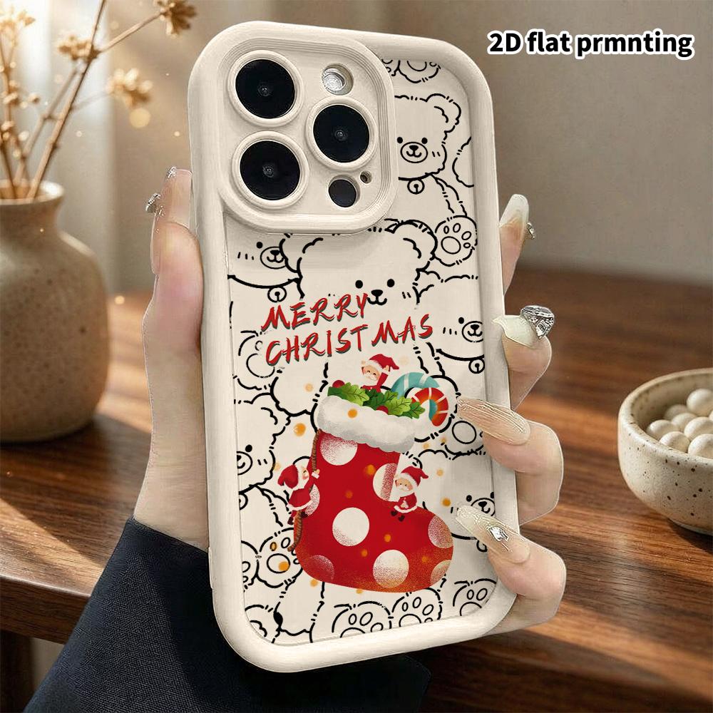 Phone Case: 2D Flat Design Suitable for iPhone 18 17 16 15 14 13 Pro Tiered Protective Case, Santa Claus, Christmas and Halloween Holiday Gift
