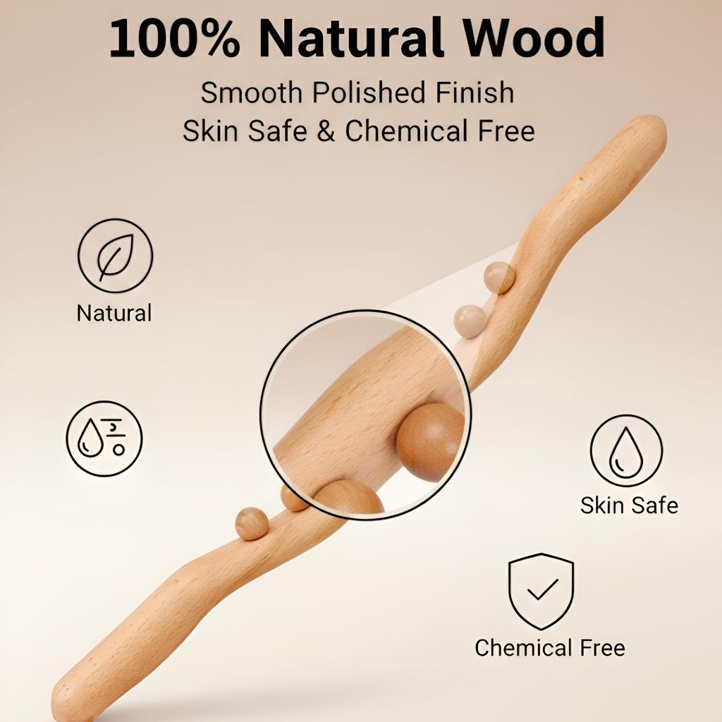 Snevad 8 Bead Lymphatic Drainage Massager Wooden Gua Sha Stick Body Massage Tool Neck Back Shoulder Waist Leg Abdomen Cellulite Scraping Wood Rol