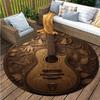 Samt Gitarre & Ahornblatt Runde Matte - Nur Handwäsche Tragbarer Teppich für Wohnzimmer, Schlafzimmer, Büro & Camping Dekoration