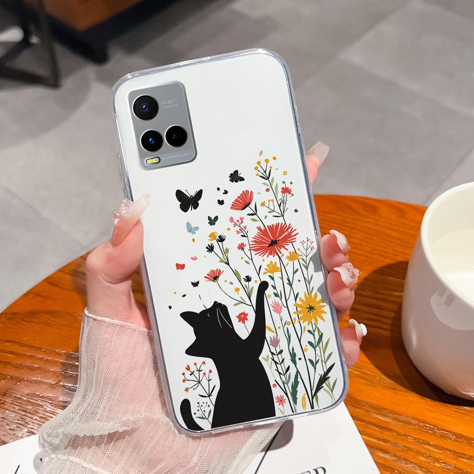 For Vivo Y21 Y21S Y21T Y21A Y21E Y21G Phone Case Painted Flowers Soft Clear TPU Silicone Funda For Vivo Y 21 Lightweight Bumper