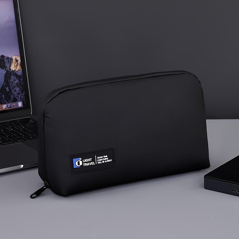 

Double-Layer Nylon Travel Cable Organizer Bag with Zipper Closure | Portable Electronics Storage Box | Black & White Options чёрный