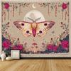 Moonlit Night with Dreamy Floral Butterflies Tapestry Wall Hanging, Durable Fabric for Holiday Decoration, Horizontal Wall Decor Suitable for Living R